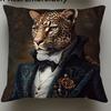 1/4pcs Leopard-Printed Pillowcases with 2D Artistic Designs Sofa Cushion Cover Home Bedroom Room Decoration