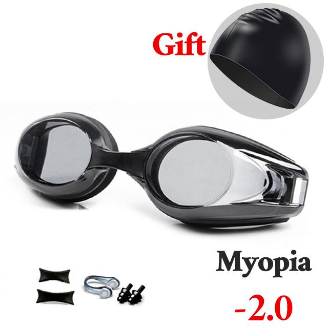 Badekappen Schwimmbrillen mit Ohrstöpseln Professionell Beschlagfrei UV Herren Damen Silikon Kurzsichtigkeit Schwimmbrillen