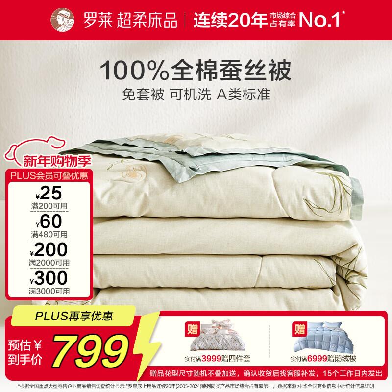 LUOLAI Четырехсезонное антибактериальное шелковое одеяло класса А со 100% хлопковым чехлом 200*230cm