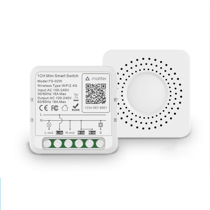 

Умный WiFi-переключатель с поддержкой Matter - Совместим с Google, Alexa и HomeKit для управления выключателем цепи голосовыми командами