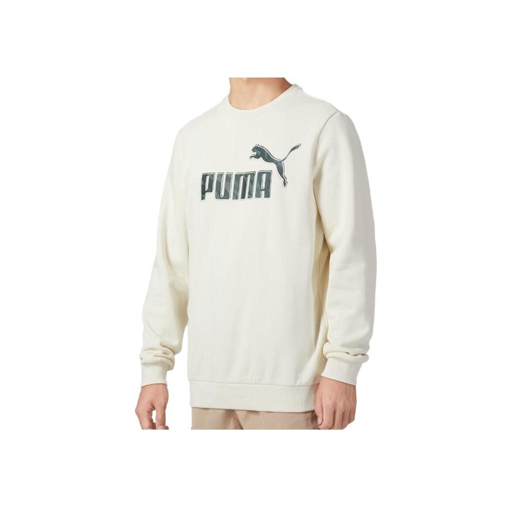 Puma Letter Print Crewneck Sweatshirt Men Sweatshirt Beige 846397-73