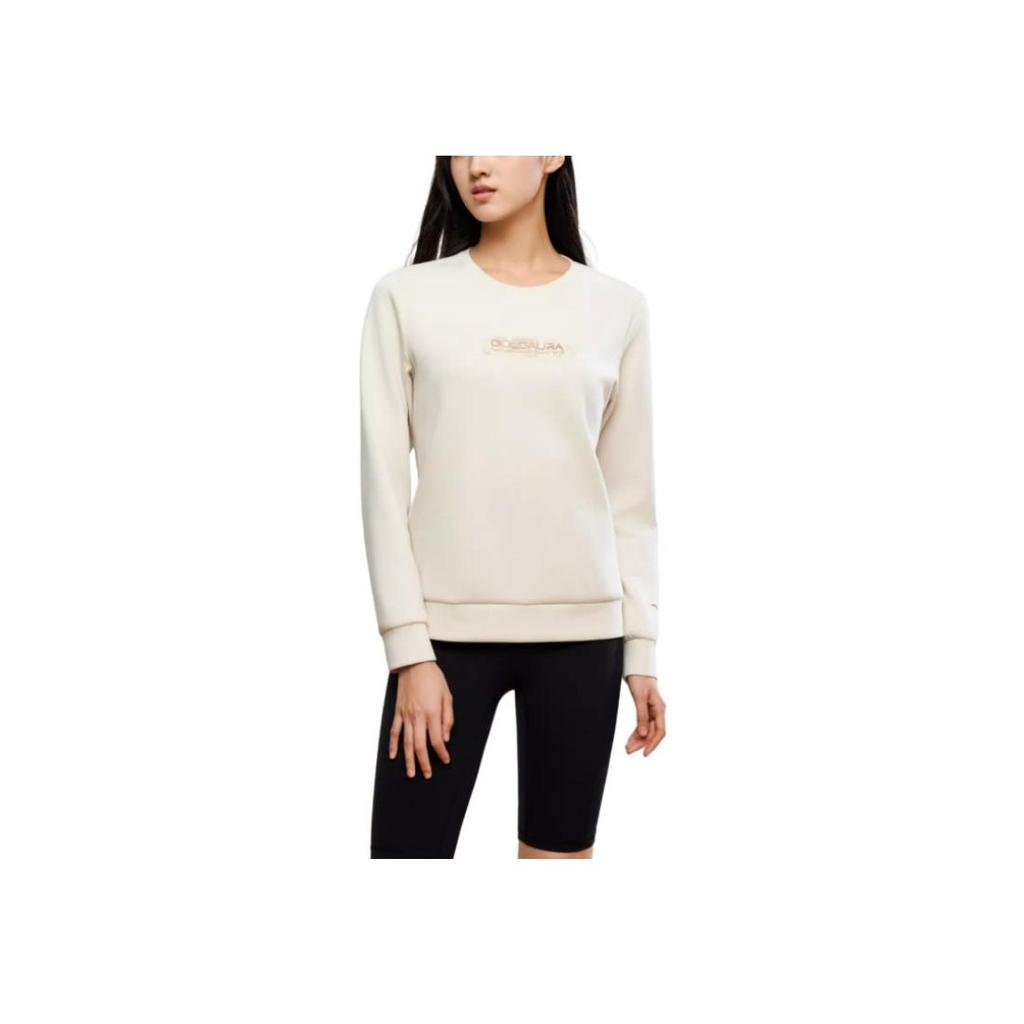 Anta Training Series Letter Round Neck Pullover Sports Long Sleeve Sweatshirt Women Sweatshirt Triumphant-Gray 162447740-2