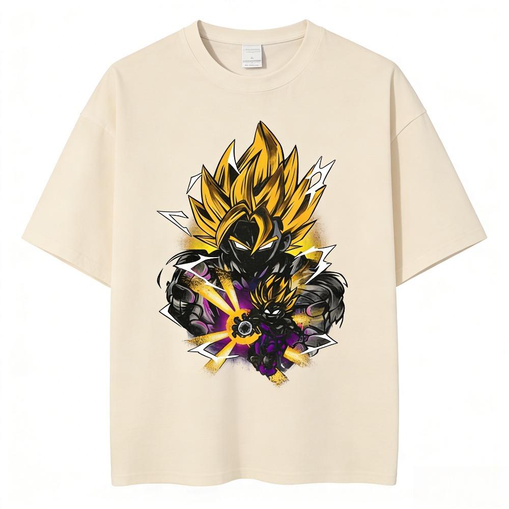 Dragon Ball Goku Unisex Pure Cotton Tshirt 2026 Summer Hot Anime Print American Loose Casual Parentchild Short Sleeved Top