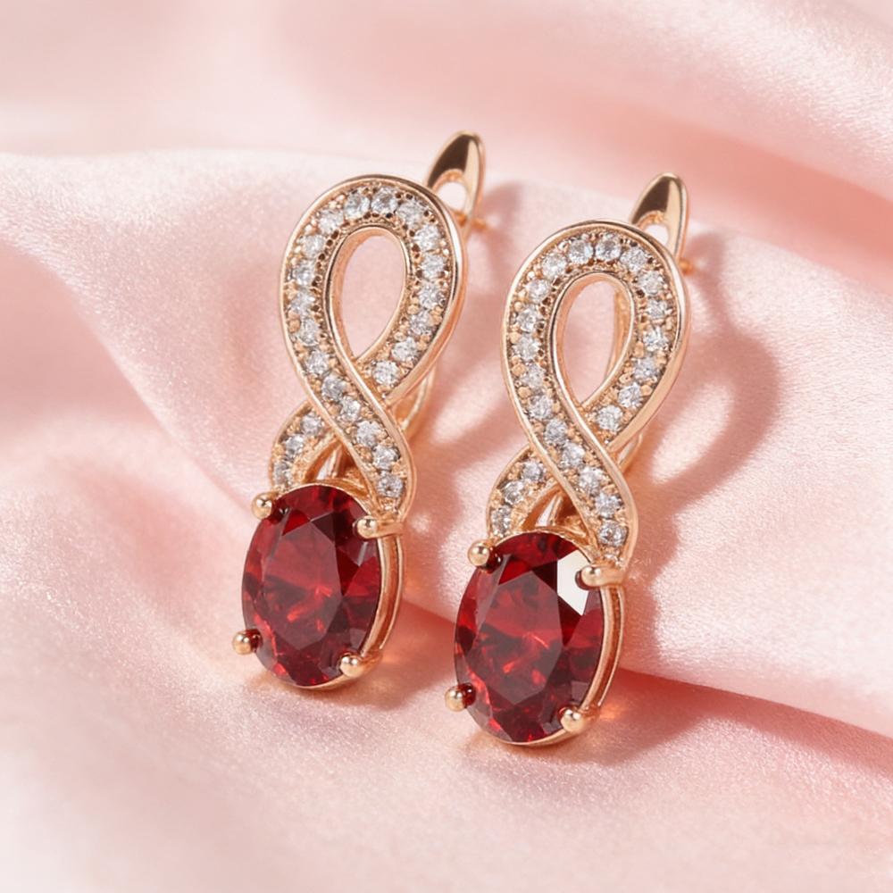

SIMJOO Rose Gold Color Fashionable Geometric Shape Noble Women s Stone Earrings Pendants