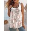 Casual Loose Flower Print T-shirt Fashionable Versatile Women's Top Comfortable Camis Tank Tops