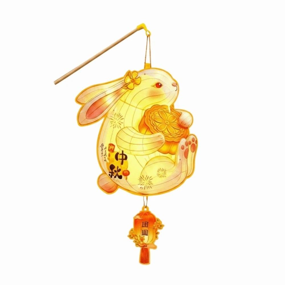 Handmade Mid Autumn Lantern Glowing Rabbit Flower Lantern Bunny Lantern Cultural Gift