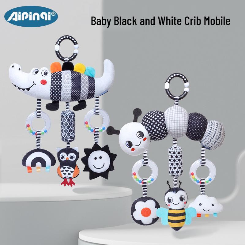 Black & White Baby Mobile: Infant Stroller & Car Hanging Pendant for Newborn Visual Training.