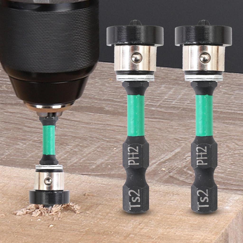 Magnetische Positionierschraubendreherbits Schlagbohrschrauber Gipskartonschrauben-Setzbits PH2 Sechskantschaft Lokalisierender Schraubenkopf Bohrerwerkzeuge