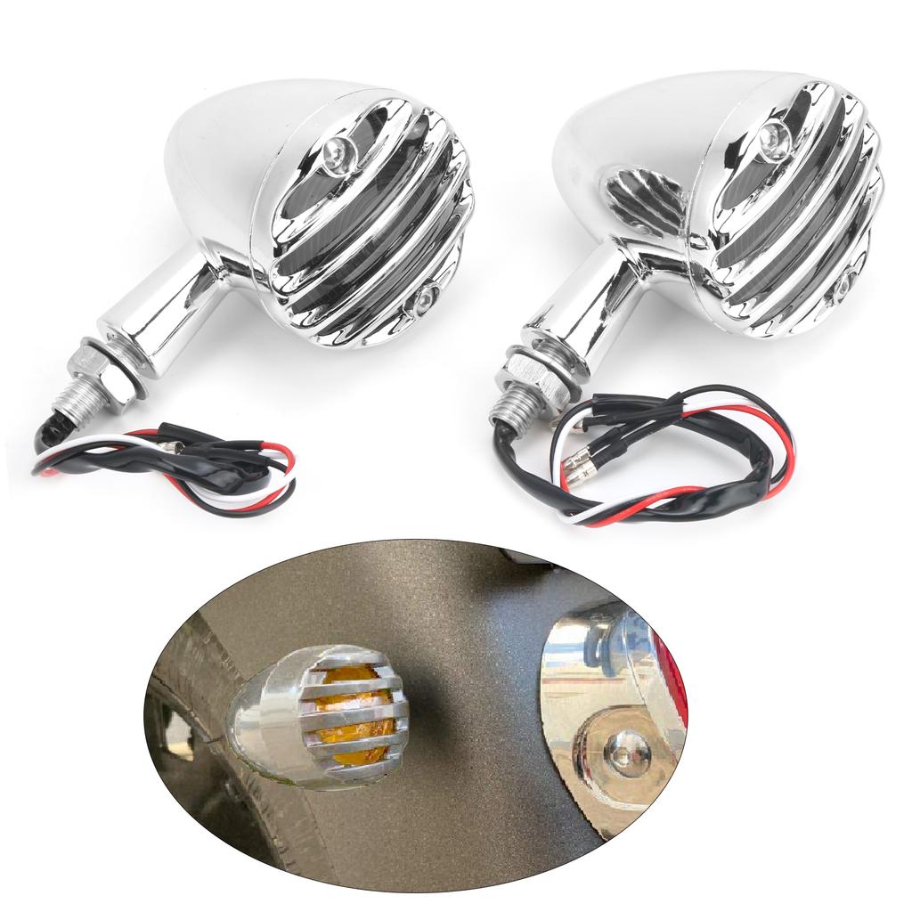 2pcs LED Turn Signal Lamp Indicator Bright Yellow Light Color Waterproof Fit for   Retro Motorbike