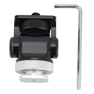 Supporto Hot Shoe Monitor Flash Microfono Vite da 14 pollici Supporti per Fotocamera Staffa Stand (Argento nero)