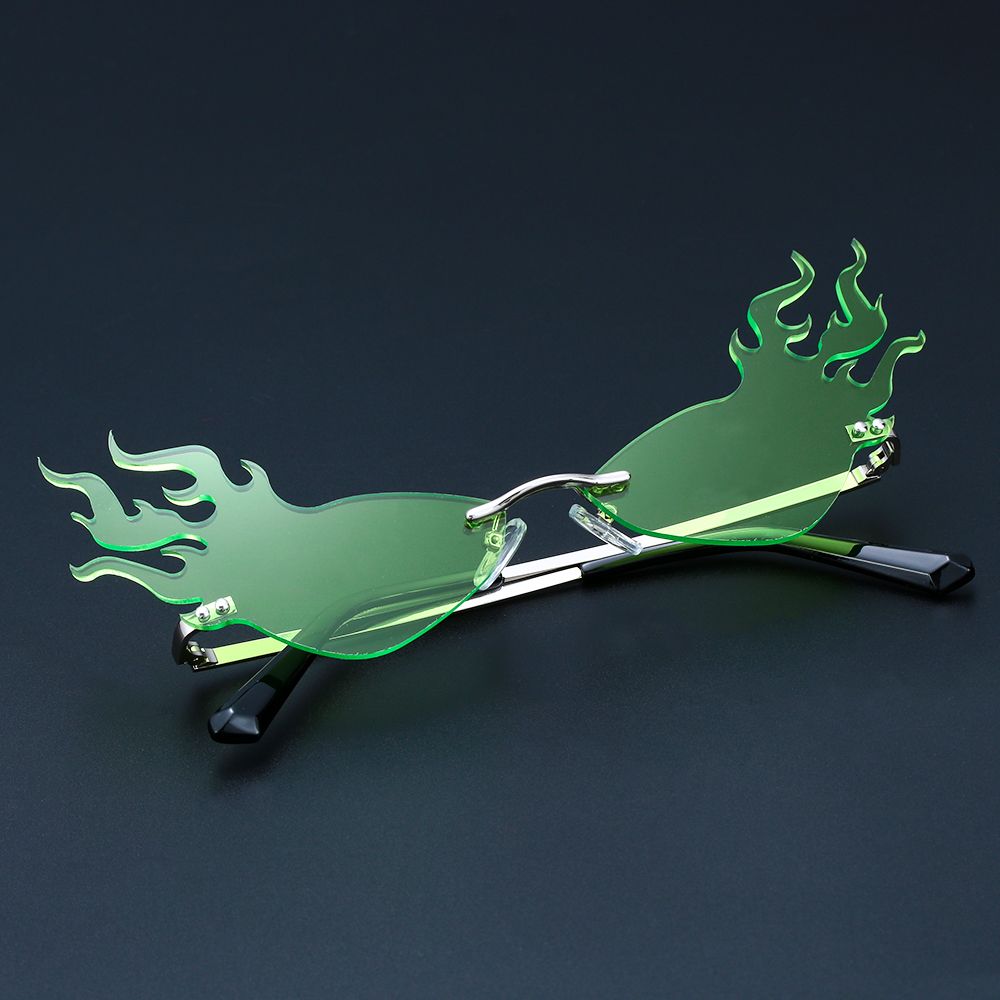 Women Men Eyewear Narrow Sunglasses Rimless Fire Flame Fashion Sunglasses Wave Sun Glasses