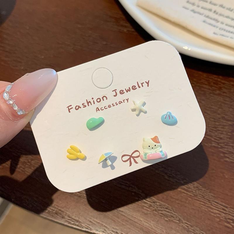 

Набор серег 6 шт./набор, мультяшные милые серьги с маленькими животными для женщин, девушек, забавные, красочные, кавайные серьги, ювелирные аксессуары, подарки