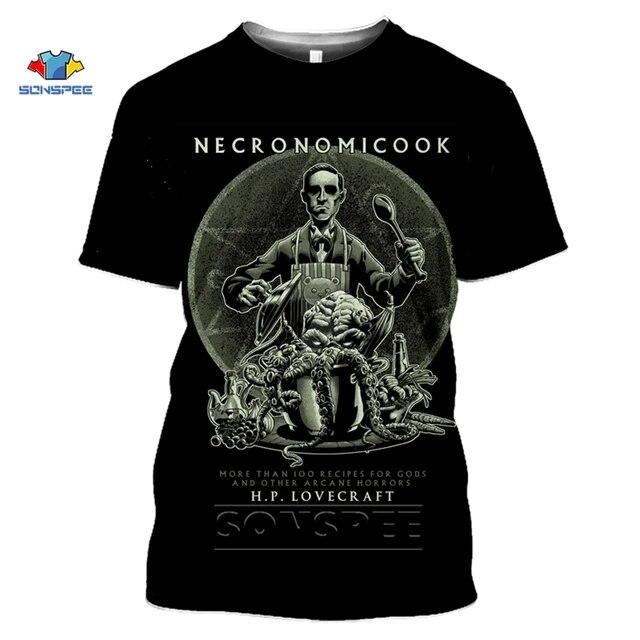 

Футболка с 3D принтом «Ктулху и Лавкрафт Мискатоник» для мужчин, забавный летний топ с круглым вырезом для женщин «Зов Ктулху» XXXL