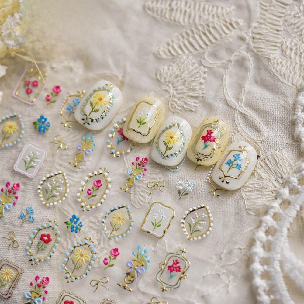 Rose Flower Nail Art Stickers Lace Nail Decals Cute Manicure Decal  DIY Nails