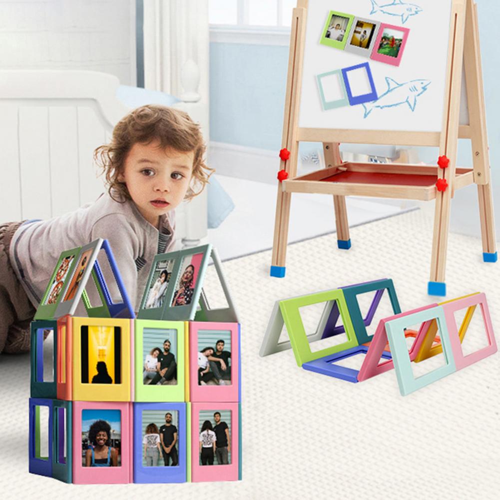 2Pcs Fridge Magnetic Photo Frame Colorful Strong Magnet Picture Frames 3 Inch for Polaroid Instax Mini Photo Frame