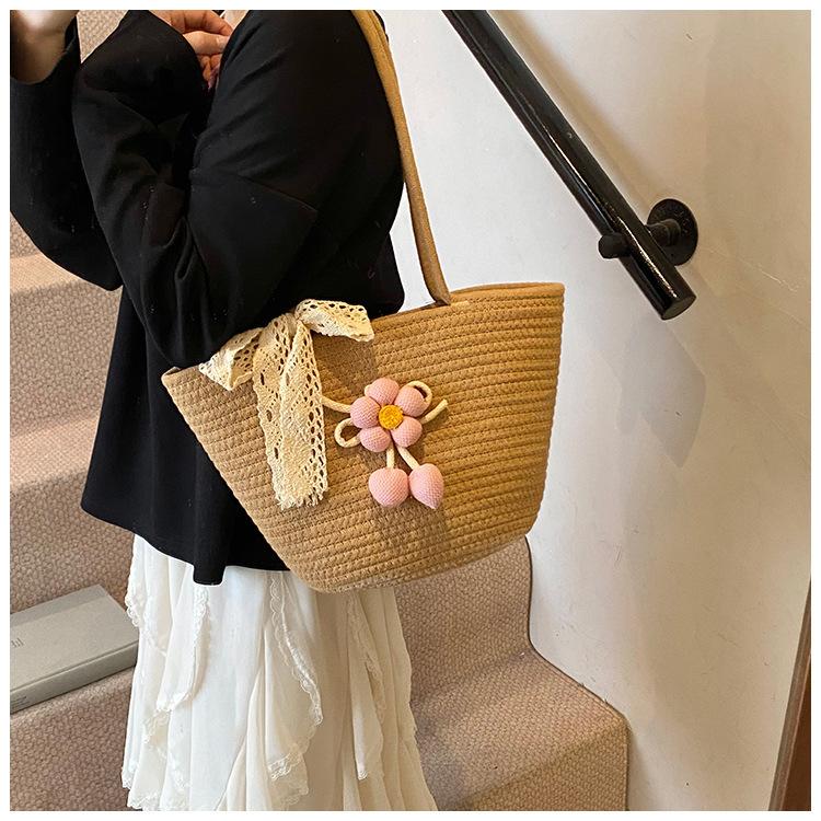 Large Capacity Hand-Woven Tote, Crossbody Bag Women Holiday Bag, Handbag Soft, Ideal Holidays, Beach Commuting