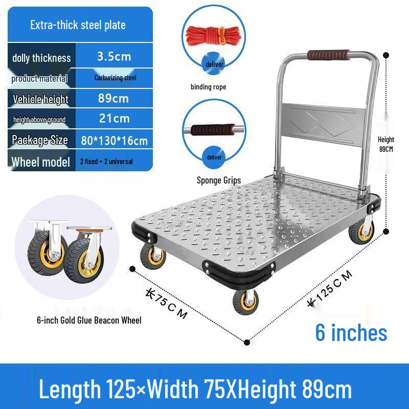 Portable Folding Steel Plate Dolly Hand Truck Cart for Household Use