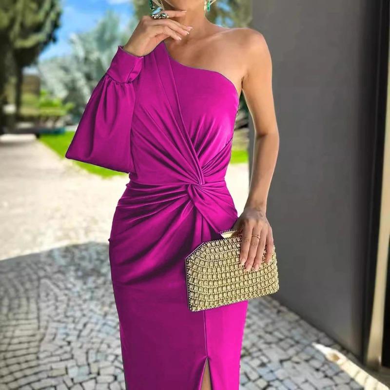 HNXC Women's Fashion Summer Spring Solid Color Print Casual Dresses