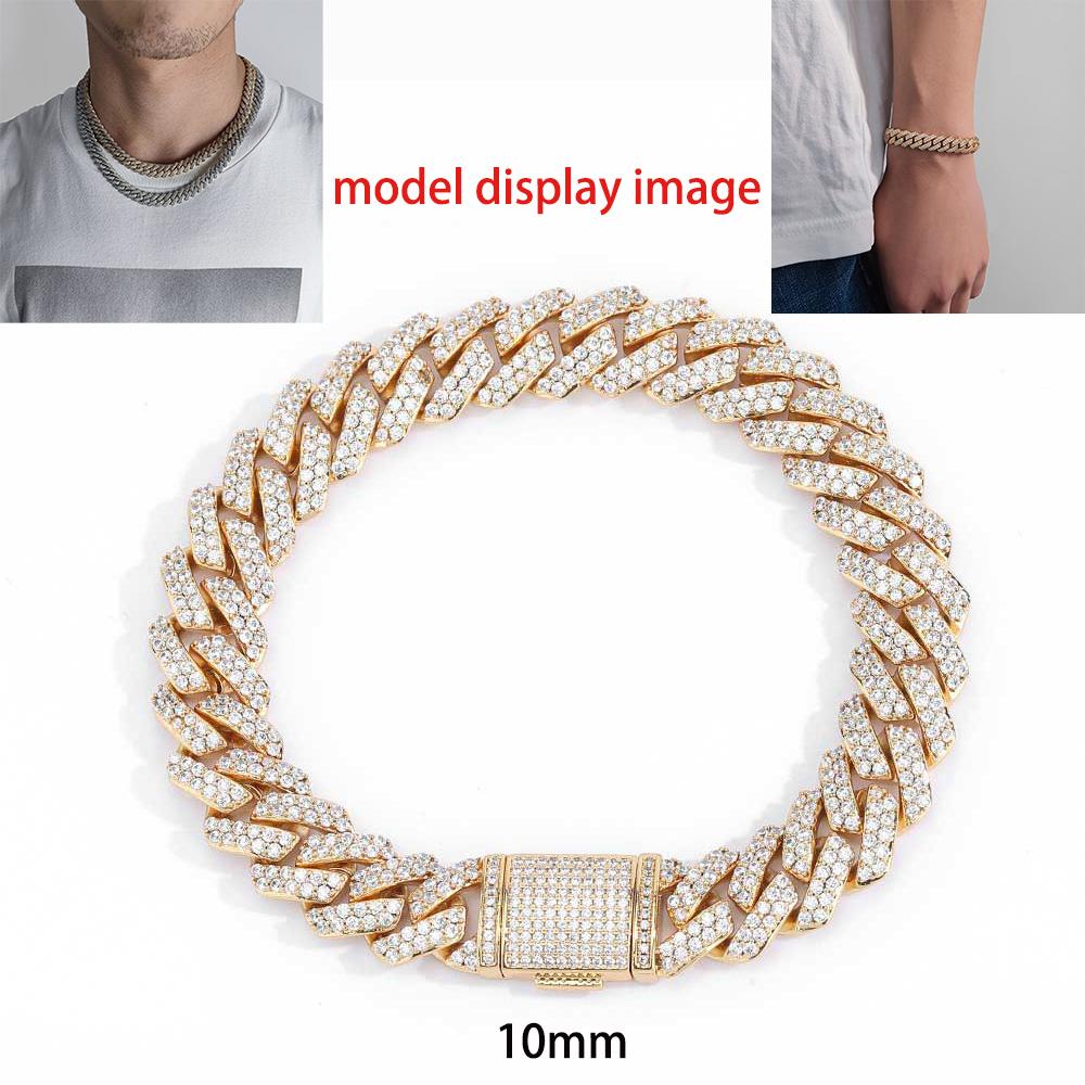 Hip Hop Jewelry 10/12/14/15/20mm CZ Cuban Link Necklace For Men Miami Bling Iced Out Prong Cuban Link Chain Party Gift