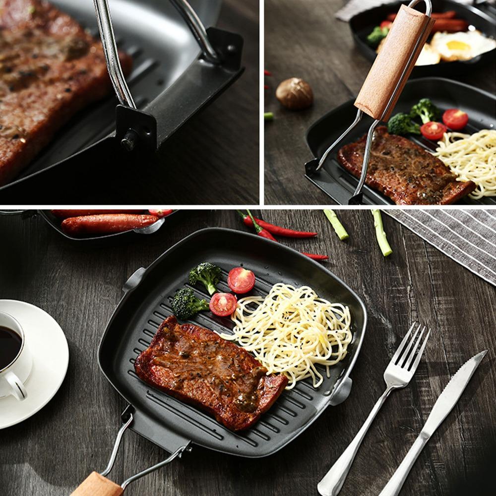 Folding Handle Frying Pan Nonstick Grilling Skillet Grill Pan  steak/Bacon/Meat/Fish