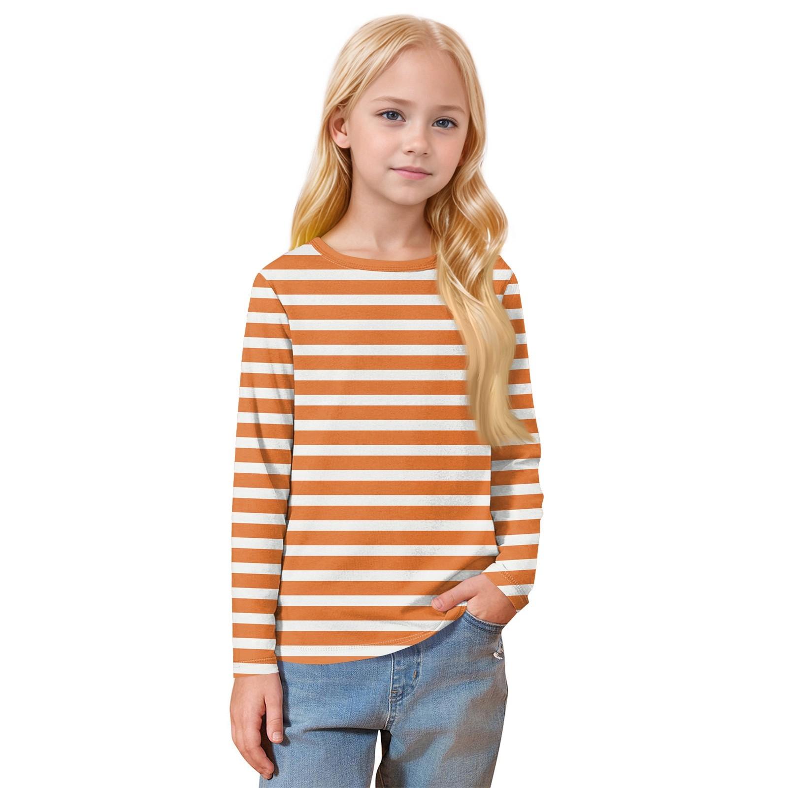 

Дитяча повсякденна футболка з довгим рукавом і круглим вирізом з принтом 140 помаранчевий