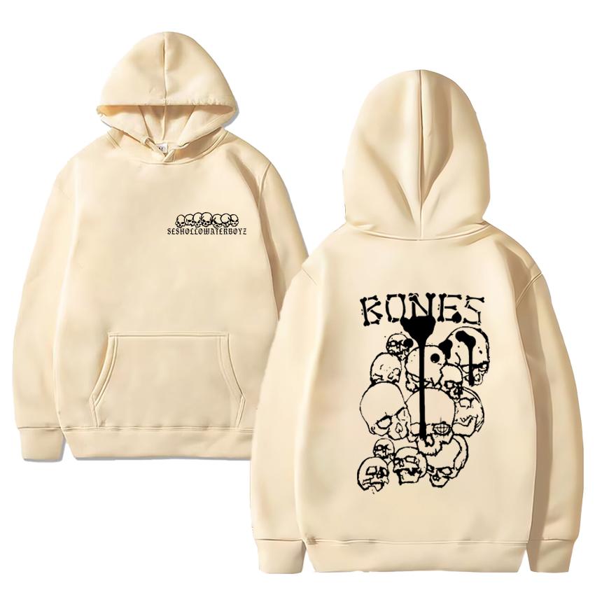 Hot Sale 90s Hip Hop Skull Print Hoodie 2024 Men Women Vintage Y2k Casual Streetwear Unisex Black Fleece Long Sleeve Sweatshirt