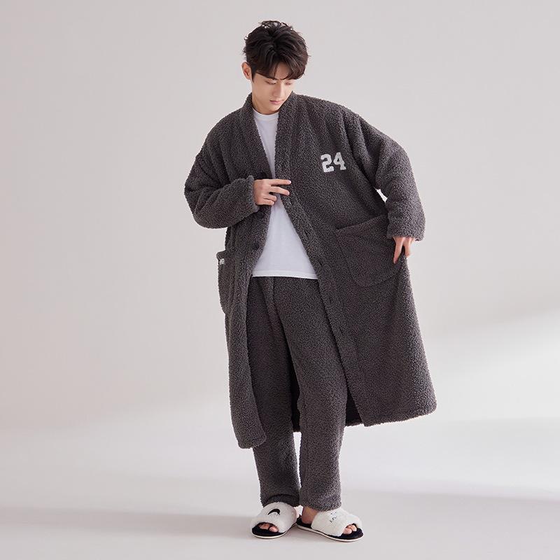 

Men s Winter Velvet Cardigan & Long Pants Homewear Set XXL