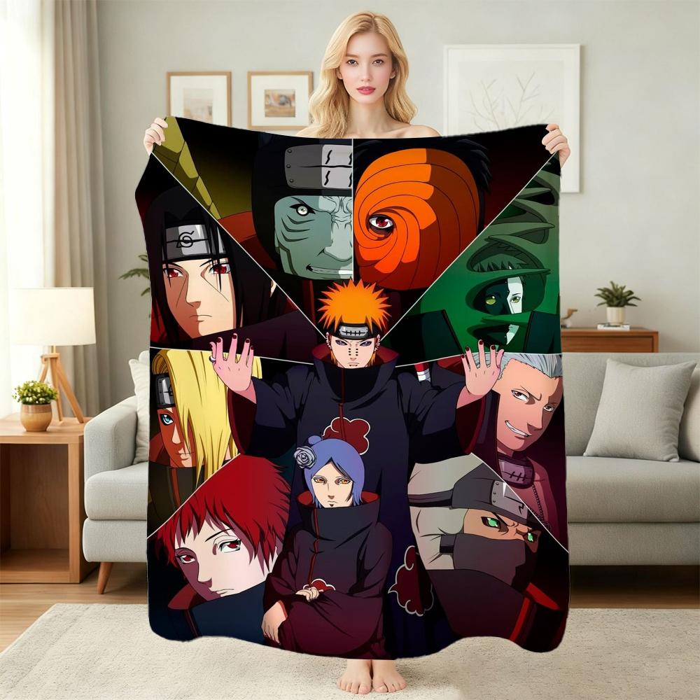 Naruto'S Akatsuki Members Theme Cute Flannel Blanket Machine Washable Fleece Blanket For Living Room Sofa Balcony Home Decor New Year Gift