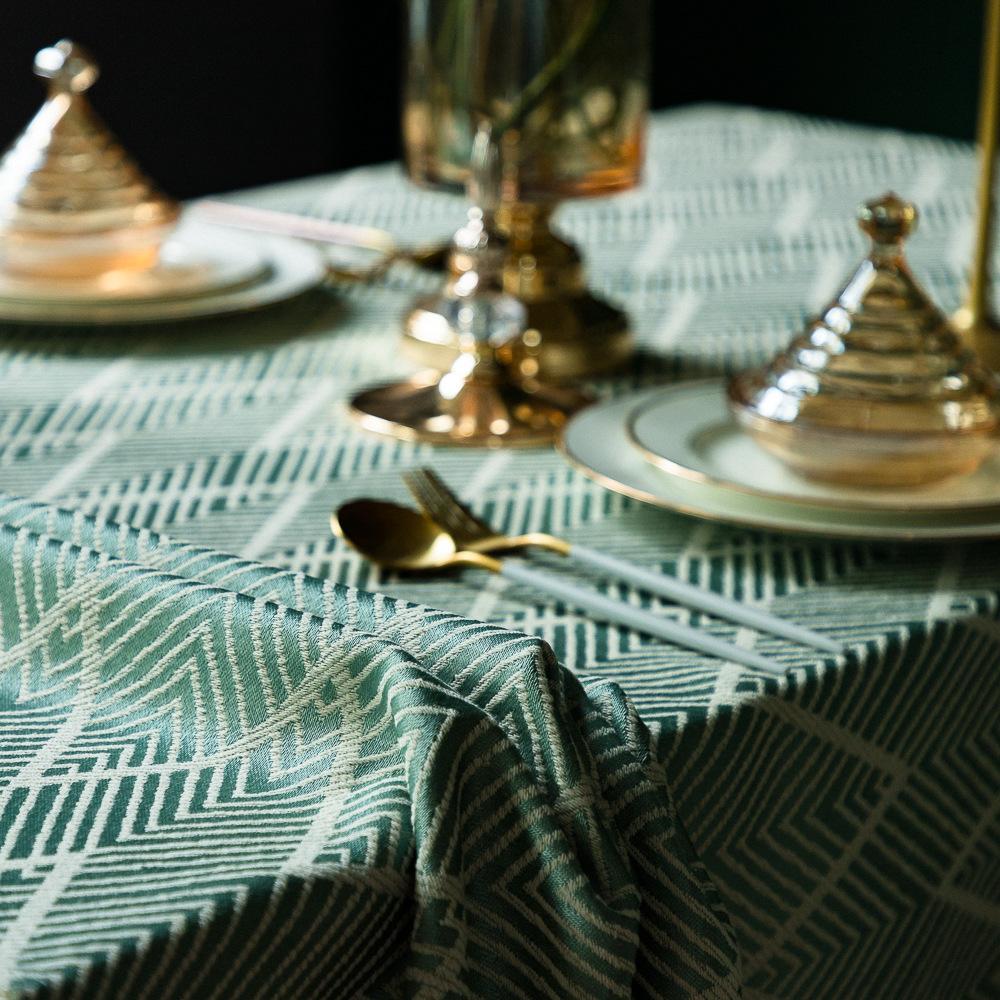 Light Luxury Rectangular Table Cloth Cotton and Linen Tassel Table Cloth Tea Table Cover Towel Decorative Stripes