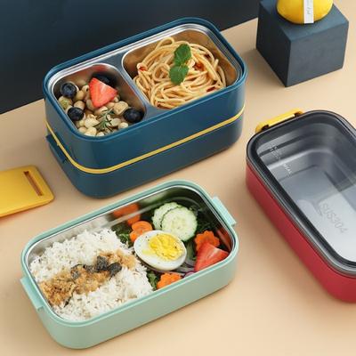 Boîte à lunch en acier inoxydable pour adultes, enfants, école, bureau, 1/2 couche, conteneurs de stockage de nourriture portables pour micro-ondes