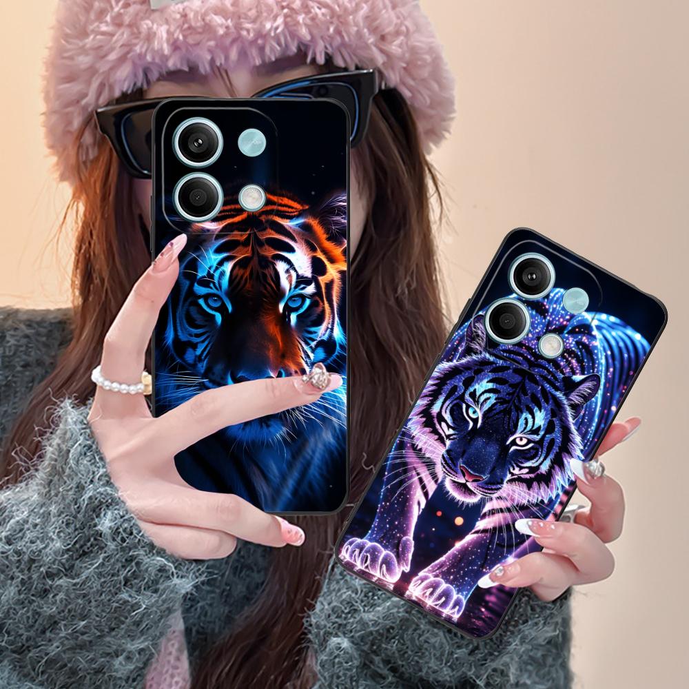 Tiger Neon Mobile Cell Phone Case for POCO M7 M6 M5 M4 M3 X7 X6 X5 X4 X3 Pro GT 5G Colorful Printing Cover Luxury Pretty Cover