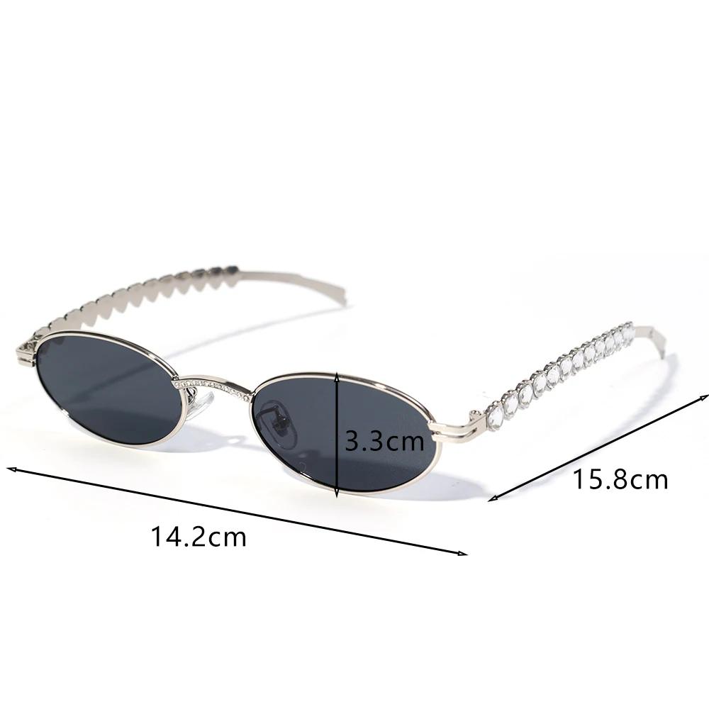 Damen Strass Sonnenbrille Stilvolle Ovale Sonnenbrille Vintage Runde Schwarze Gläser Luxus Bling Diamant Brillen