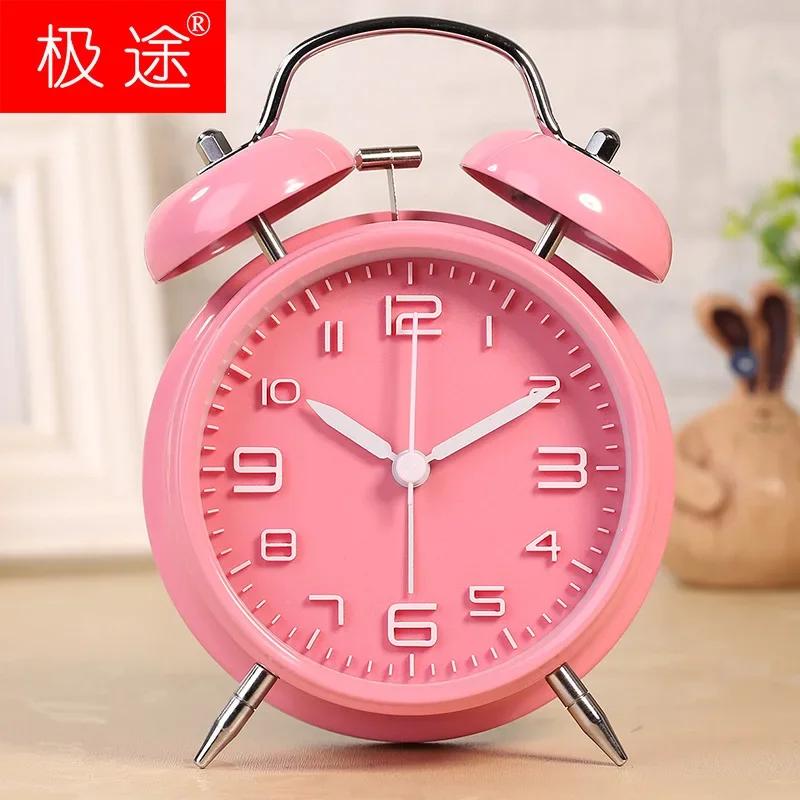 Durable4-Inch Three-dimensional Digital Alarm Clock Creative Classic Silent Student Loud Double Bell Bell