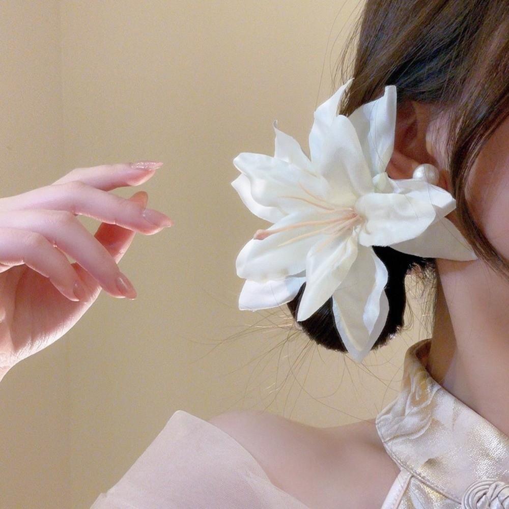 Long Tassel Sweet Petal Hair Clips Elegant Flower Duckbill Clip  Women Use