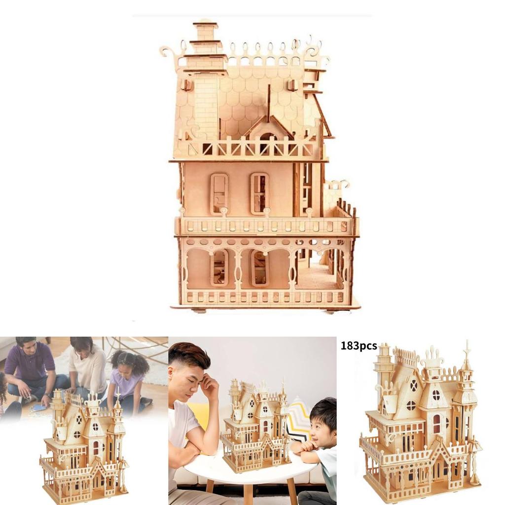 Dreamy Villa Wooden 3d Puzzle Set Ideal For Children Engaging Diy Activity For Family Fun
