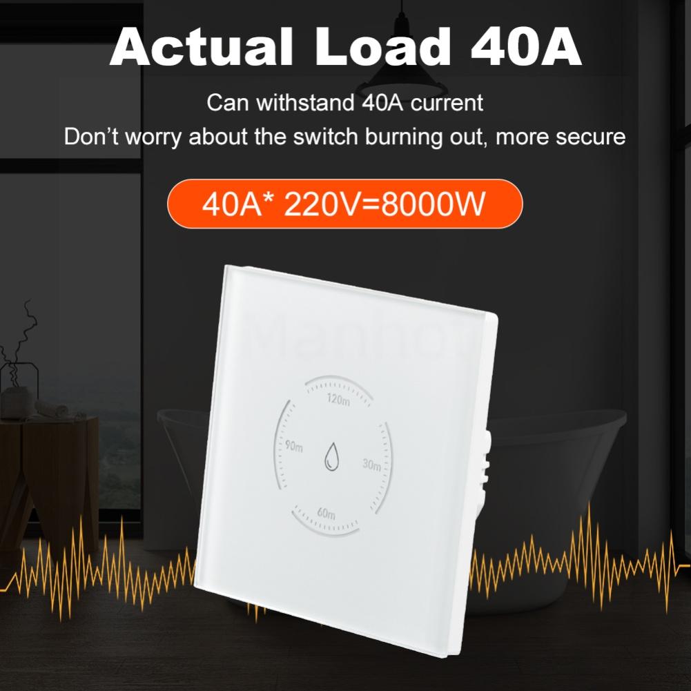 For Tuya WiFi Smart Boiler Switch 40A Water Heater Control Panel with Voice Activation for Alexa and Remote App