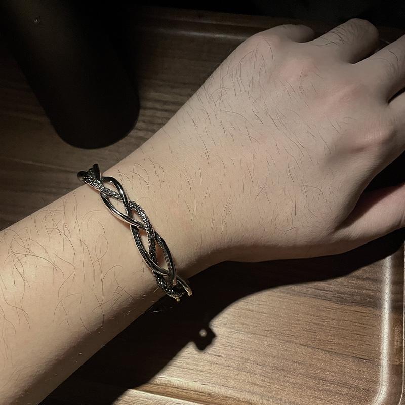 Retro Verdrehtes Schuppen-Seil-Armband für Männer Zinklegierung Farbe Punk Gothic Rock Hiphop Verstellbares Armband Biker Zubehör Unisex Geschenk