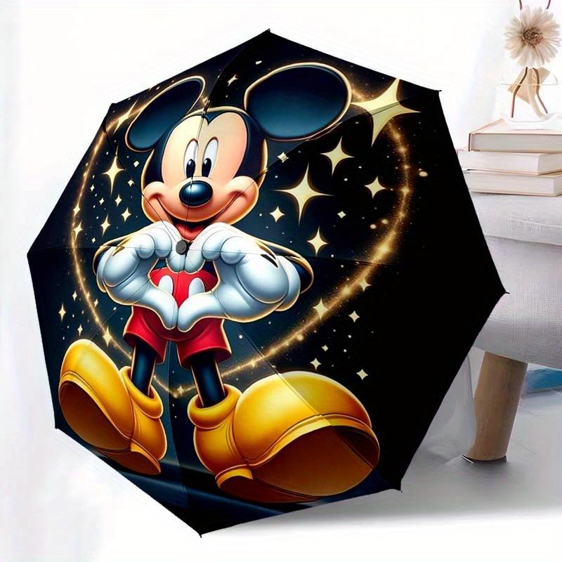 

Disney Mickey Mouse Automatic Open/Close Umbrella - Cute Umbrella with Cute Design, Portable 3-Fold Compact Umbrella