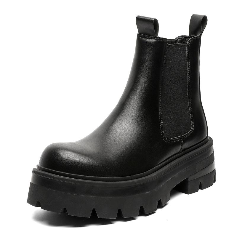 Mote herre casual chelsea boots svart trendy originale skinnsko punk scene kjole cowboy plattformstøvel kjekk ankel botas hombre
