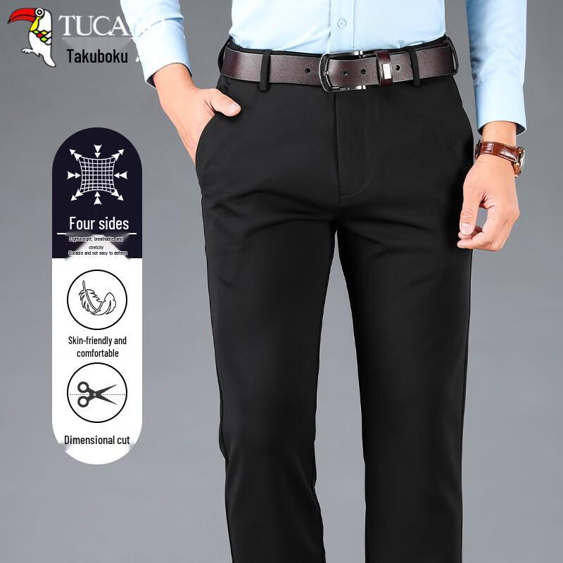 

TUCANO Men s Business Casual Straight Leg Stretch Trousers 38