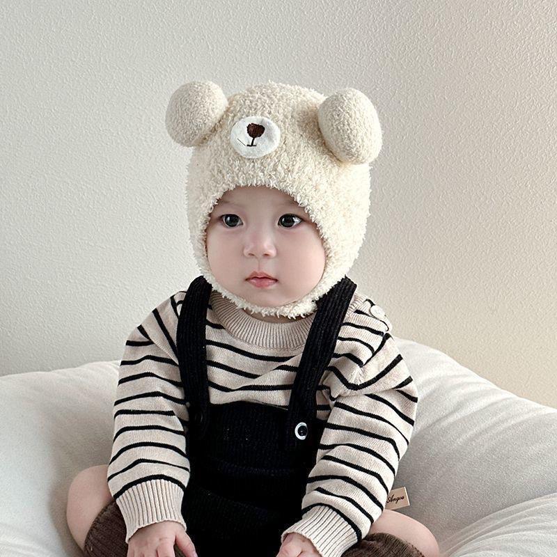 Soft Winter Plush Bear Ear Kids Hat Warm Windproof Multiple Colors For Toddlers Outdoor Daily Use