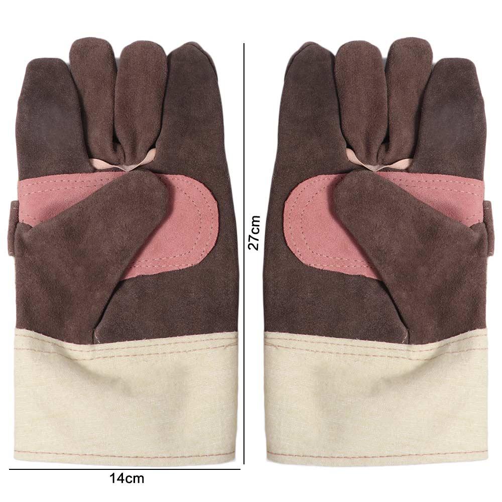 1 Pair Abrasion Resistant Leather Work Gloves Thickened Welder Gloves  Driving  Farm Garden Welding
