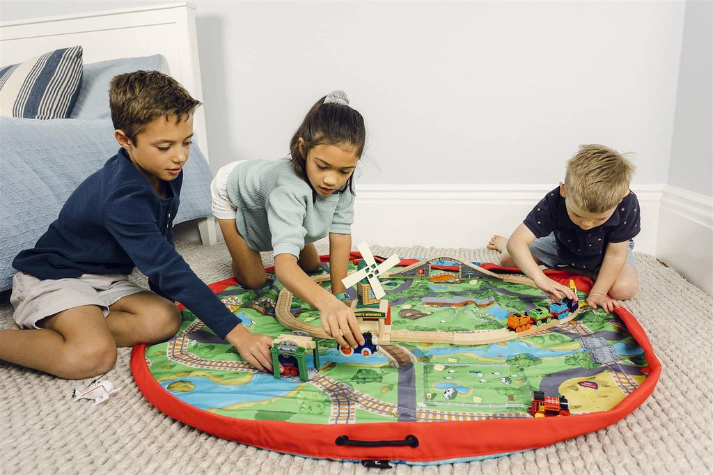 THOMAS FRIENDS Play Pouch The Ultimate Playmat Toy Storage Bag Huge Inner Island of Sodor Play Space Portable Playtime Storage Solution For Ages 3 and