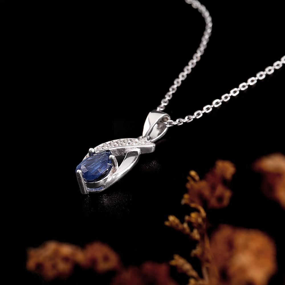 Gorgeous Natural Pear Kyanite Ring Earrings Necklace Set 925 Sterling Silver Real Gemstone Fine Jewelry for Women's Banquet Gift