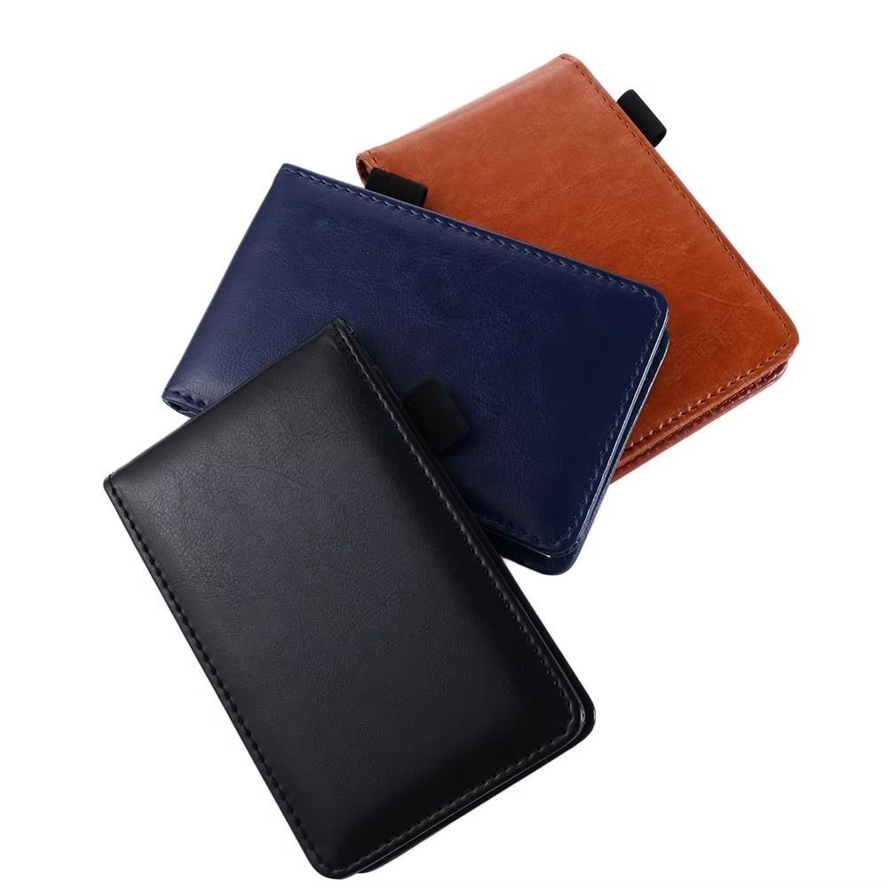 Leather Cover Pocket Notepad Lined Paper Business Memos Retro Portable Planner Office Use