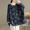 long sleeve Oversized cotton vintage floral Casual loose t shirt tops Women spring autumn t-shirt