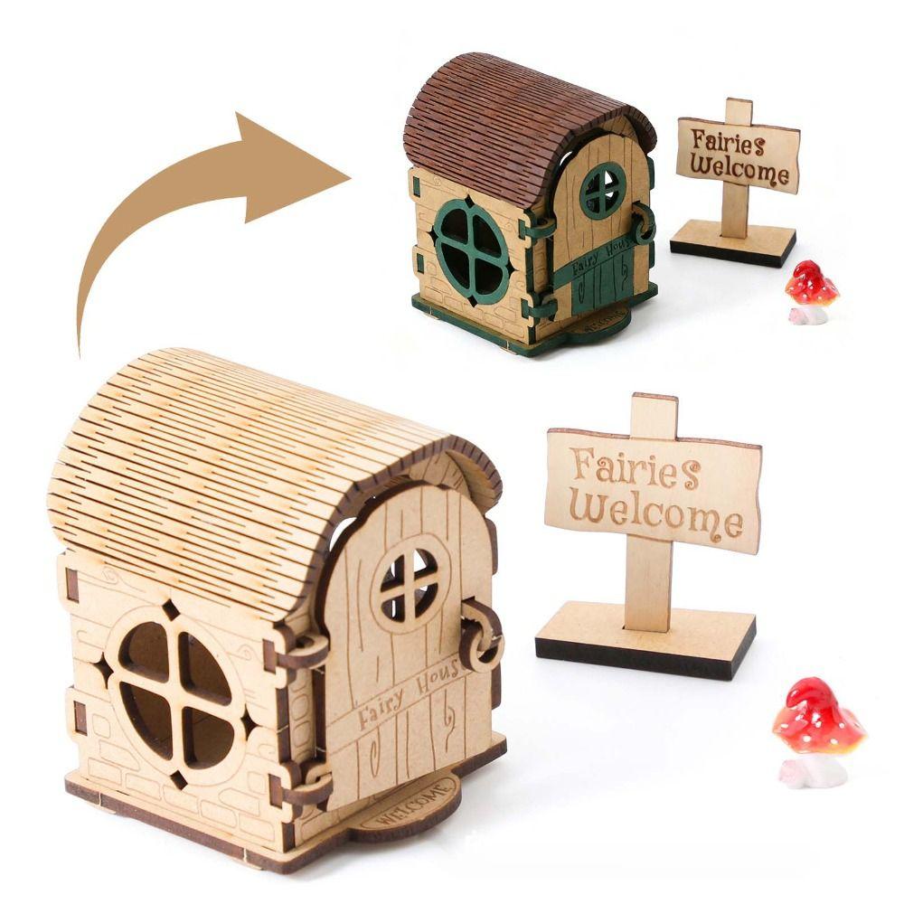 DIY Kit Wooden Fairy House Kit Wooden Material DIY Assembled House  Desktop Decoration