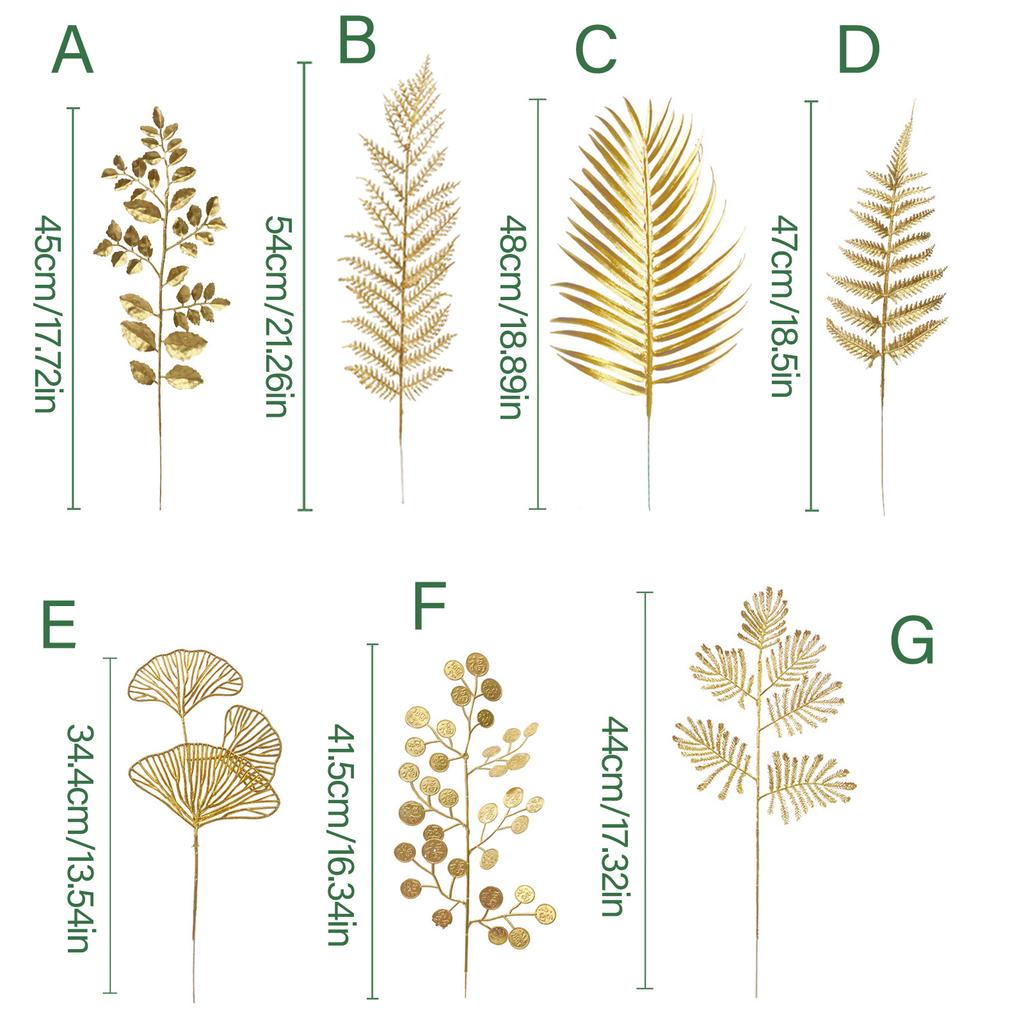 10Pcs Artificial Leaf Simulation Golden Leaf Flower Vase Arrangement for Home Decoration Wedding Flower Arrangements