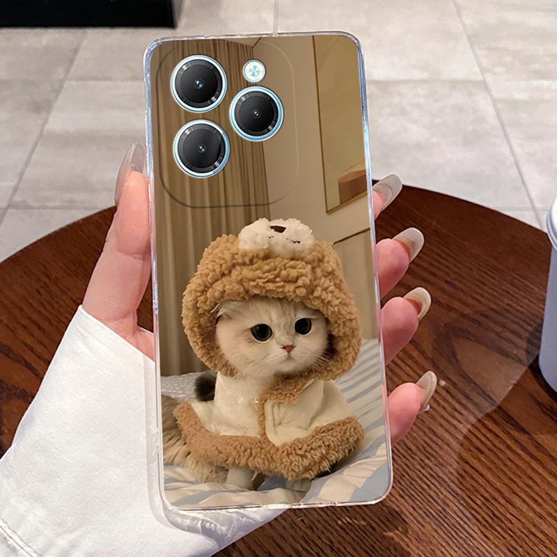 For Infinix Hot 40 Pro Case X6837 Aesthetic Cute Cat Casing Soft TPU Bumper Infinix Hot40Pro 40i Transparent Silicone Back Cover