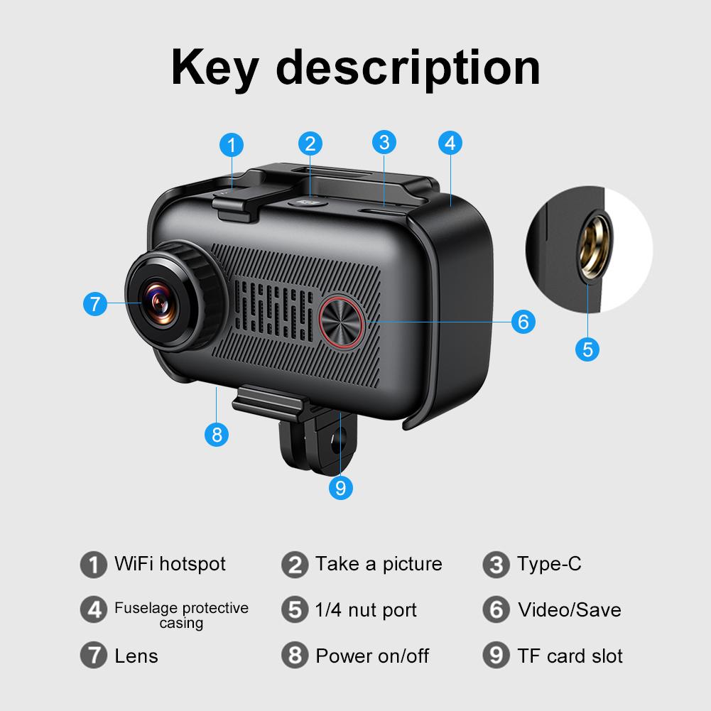 2k Ultra-high Definition Pet Collar Camera, Lightweight Action Camera